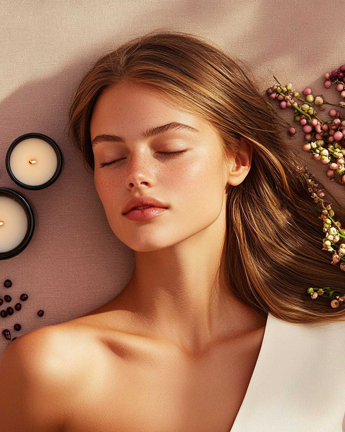 Frau die den entspannenden Duft von Angels Kiss geniesst