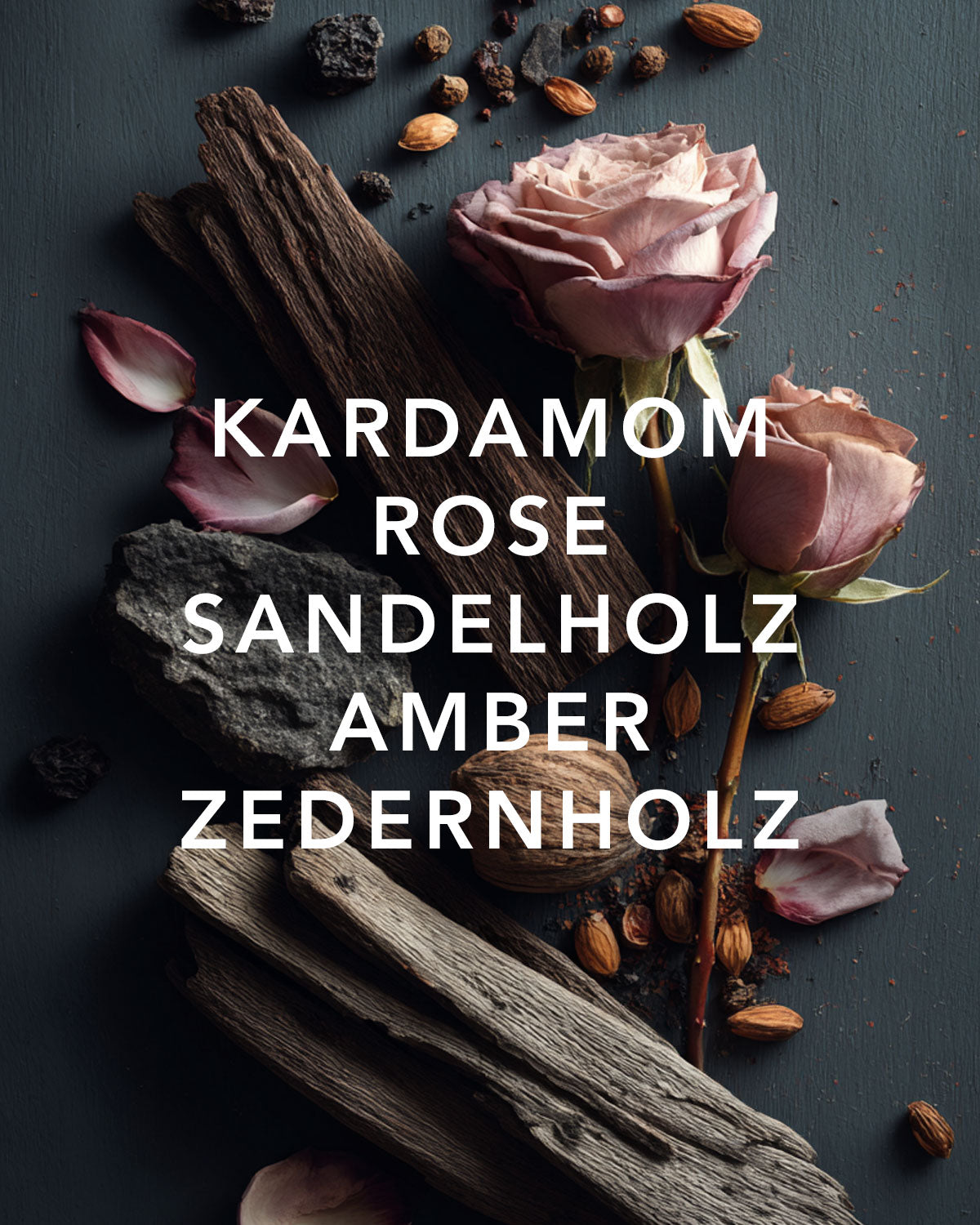 Mood Bild von Kardamom, Rose, Sandelholz, Amber und Zedernholz